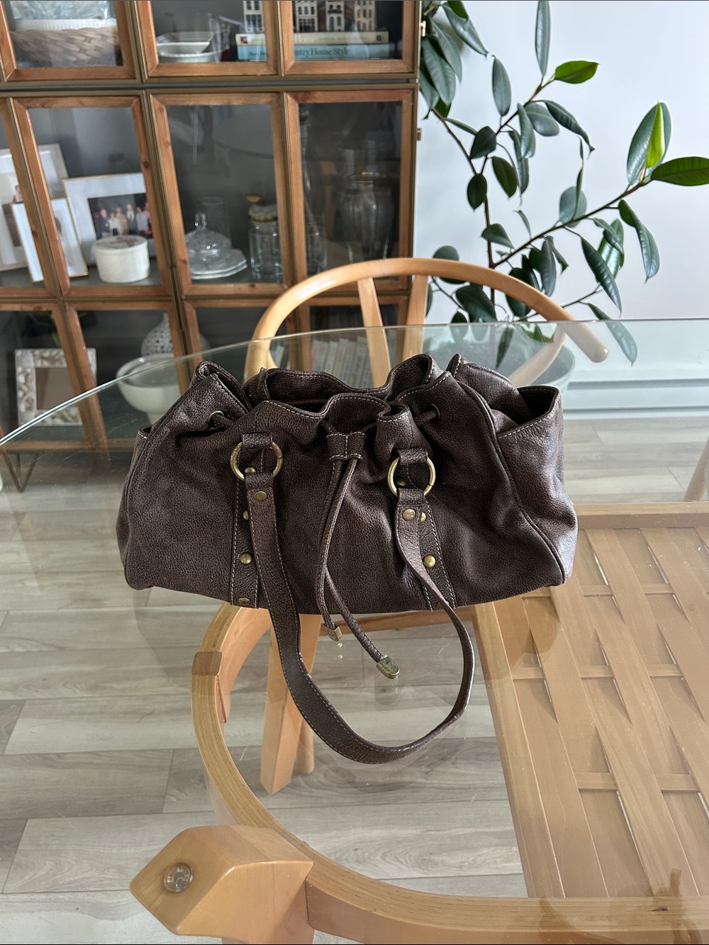 Danier Brown Genuine Leather Shoulder Bag